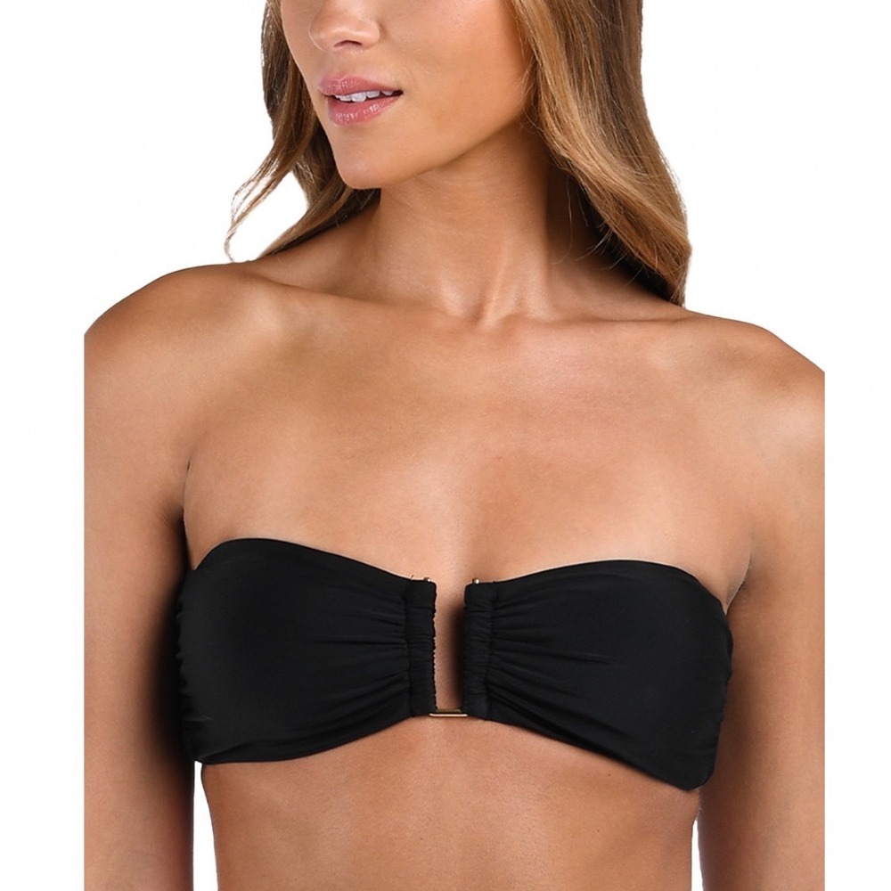 L'AGENCE Krysta Bandeau Swim Top Black Gold Hardware AF81-BLK Size Medium NEW